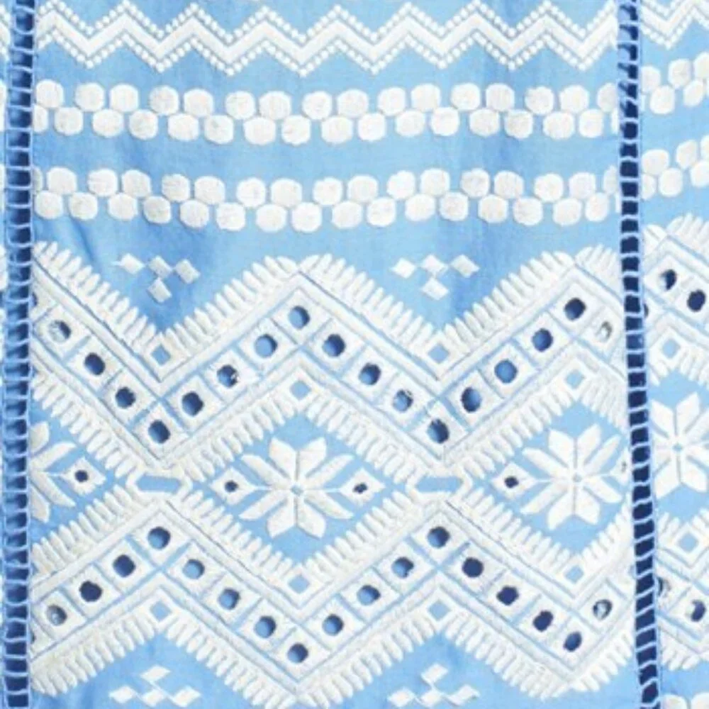 Tory Burch Blue 'Tiara' Embroidered Cotton A-Line Tank Sleeveless Casual Dress - Picture 2 of 15